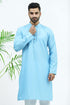 Veshbhoshaa Bluesaanchi Men'S Sky Blue Matka Silk Kurta Set