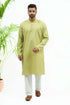 Veshbhoshaa Bluesaanchi Men'S Light Olive Green Matka Silk Kurt Set