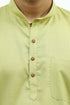 Veshbhoshaa Bluesaanchi Men'S Light Olive Green Matka Silk Kurt Set