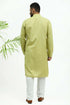 Veshbhoshaa Bluesaanchi Men'S Light Olive Green Matka Silk Kurt Set