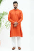 Veshbhoshaa Bluesaanchi Men'S Rust Red Matka Silk Kurta Set