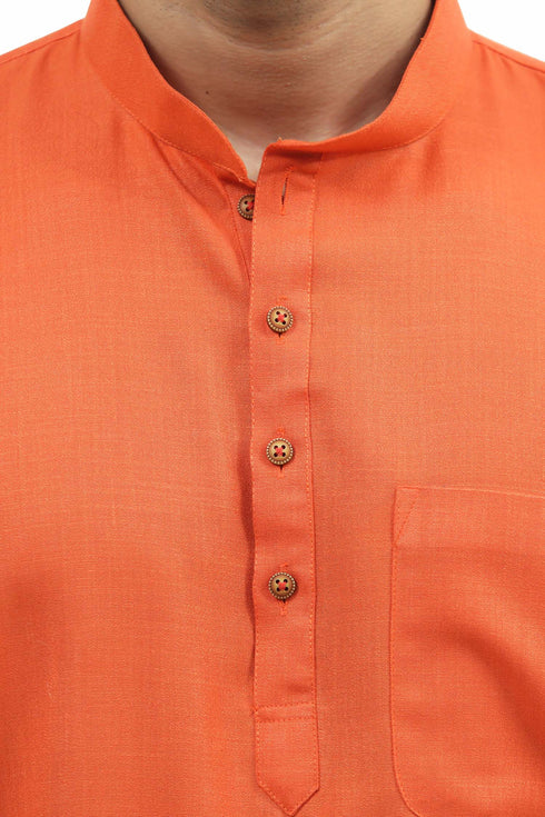 Veshbhoshaa Bluesaanchi Men'S Rust Red Matka Silk Kurta Set