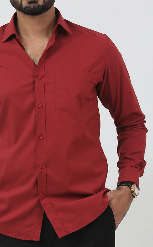 Veshbhoshaa Bluebird Men'S Maroon Polycotton Formal Shirt