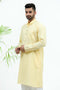 Veshbhoshaa Bluesaanchi Men'S Lemon Yellow Matka Silk Kurta Set