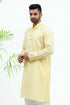 Veshbhoshaa Bluesaanchi Men'S Lemon Yellow Matka Silk Kurta Set