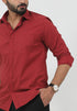 Veshbhoshaa Bluebird Men'S Maroon Polycotton Formal Shirt