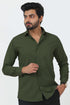 Veshbhoshaa Bluebird Men'S Mehndi Green Cotton Lycra Formal Shirt