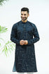 Veshbhoshaa Bluesaanchi Men'S Dark Blue Printed Kurta Set