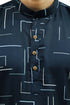 Veshbhoshaa Bluesaanchi Men'S Dark Blue Printed Kurta Set