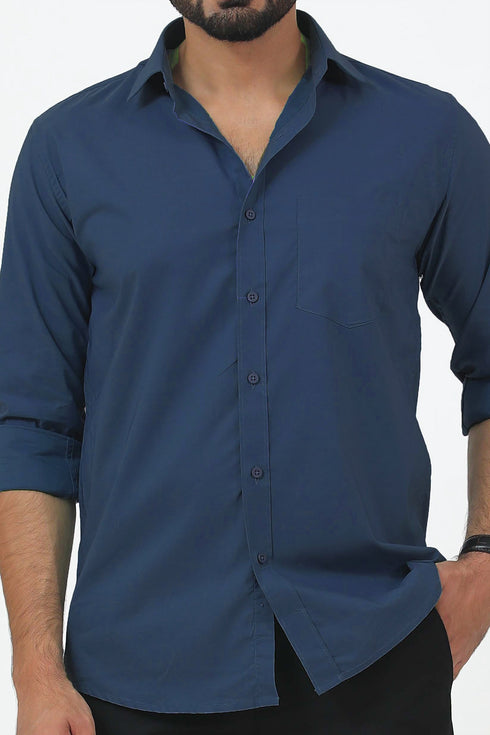 Veshbhoshaa Bluebird Men'S Blue Cotton Lycra Formal Shirt