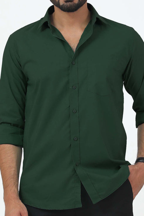 Veshbhoshaa Bluebird Men'S Dark Green Cotton Lycra Formal Shirt