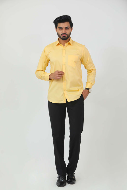 Veshbhoshaa Bluebird Men'S Yellow Formal Shirt