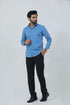 Veshbhoshaa Bluebird Men'S Blue Cotton Lycra Formal Shirt