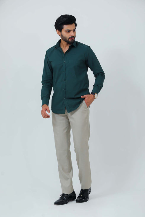 Veshbhoshaa Bluebird Men'S Olive Green Cotton Lycra Formal Shirt