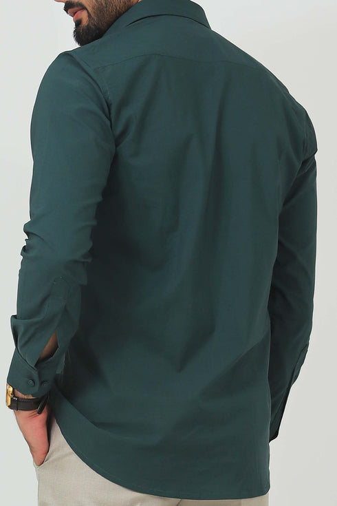 Veshbhoshaa Bluebird Men'S Olive Green Cotton Lycra Formal Shirt