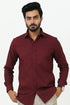 Veshbhoshaa Bluebird Men'S Maroon Cotton Lycra Formal Shirt