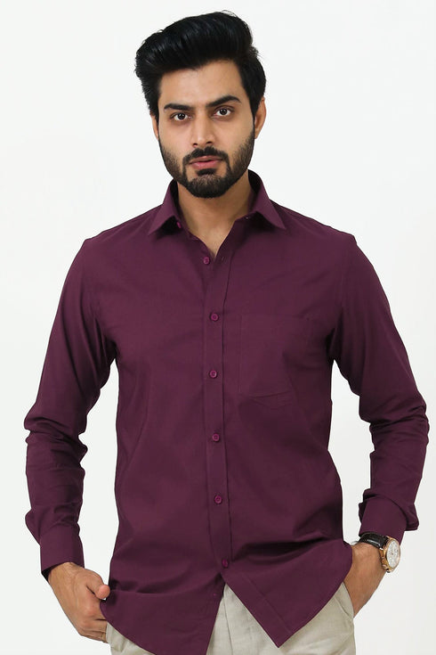Veshbhoshaa Bluebird Men'S Purple Cotton Lycra Formal Shirt