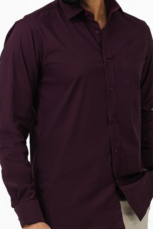 Veshbhoshaa Bluebird Men'S Dark Purple Cotton Lycra Formal Shirt