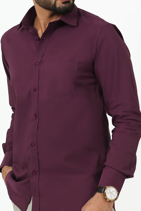 Veshbhoshaa Bluebird Men'S Purple Cotton Lycra Formal Shirt