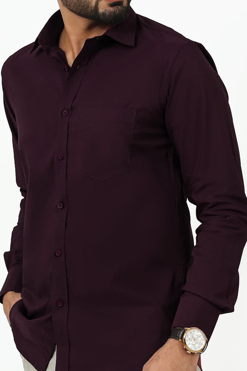 Veshbhoshaa Bluebird Men'S Dark Purple Cotton Lycra Formal Shirt