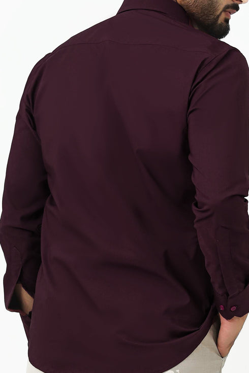 Veshbhoshaa Bluebird Men'S Dark Purple Cotton Lycra Formal Shirt