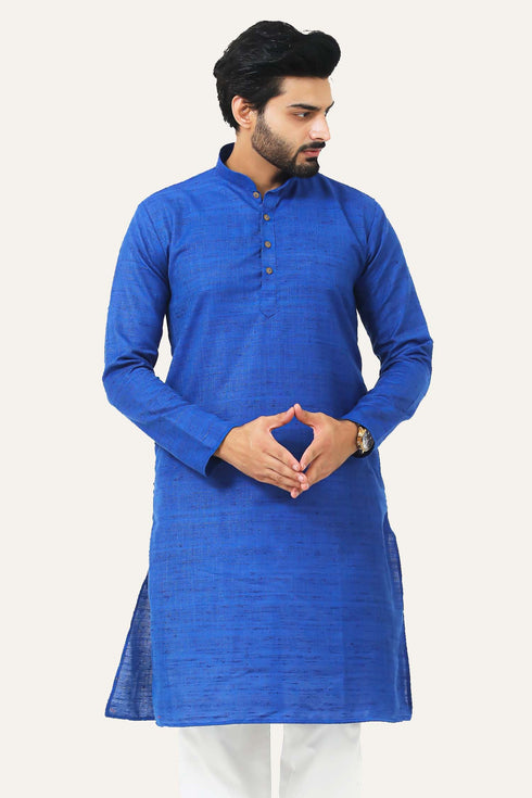 Veshbhoshaa Bluesaanchi Blue Textured Men'S Kurta Set