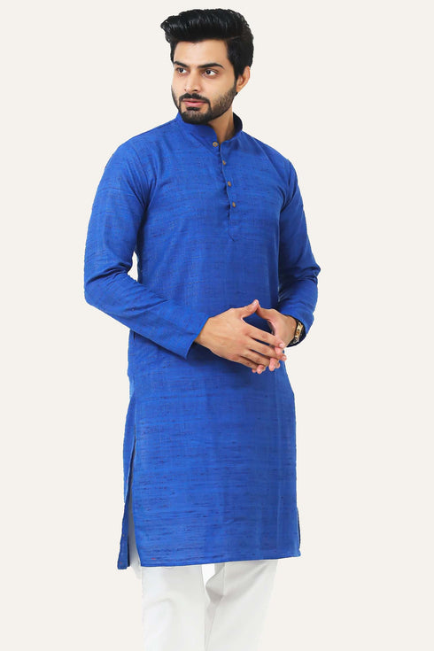 Veshbhoshaa Bluesaanchi Blue Textured Men'S Kurta Set