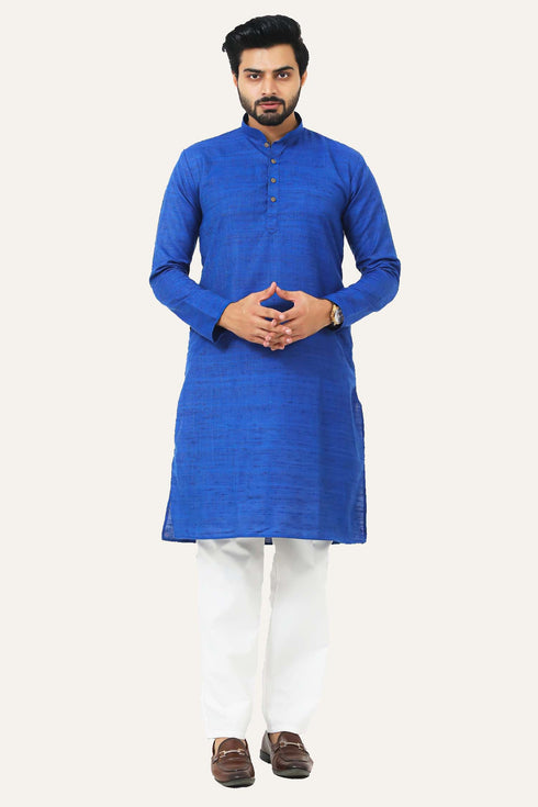 Veshbhoshaa Bluesaanchi Blue Textured Men'S Kurta Set