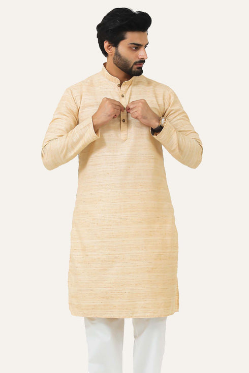 Veshbhoshaa Bluesaanchi Cream Textured Men'S Kurta Set