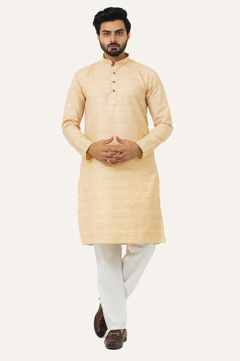 Veshbhoshaa Bluesaanchi Cream Textured Men'S Kurta Set