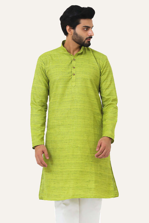 Veshbhoshaa Bluesaanchi Light Green Textured Men'S Kurta Set
