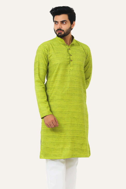 Veshbhoshaa Bluesaanchi Light Green Textured Men'S Kurta Set