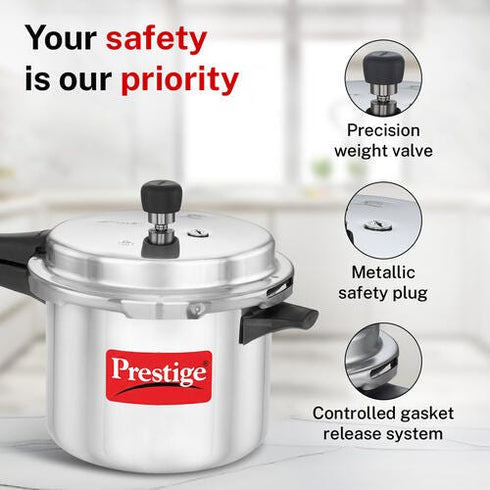 Prestige Popular Aluminium Staight Wall Outer Lid Pressure Cooker 5 L Combo