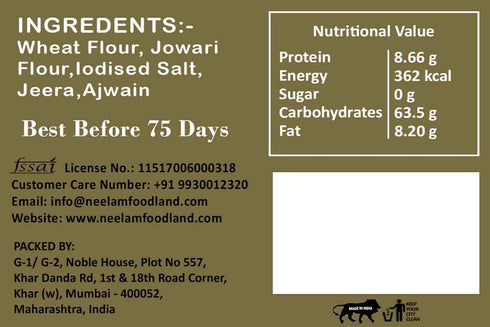 Neelam Foodland Whole Wheat Diet Jowar Khakhra