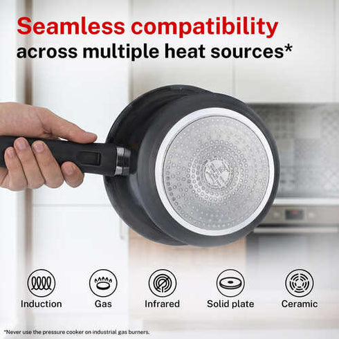 Prestige Svachh Hard Anodised Spillage Control Senior Pressure Cooker 5 L Black