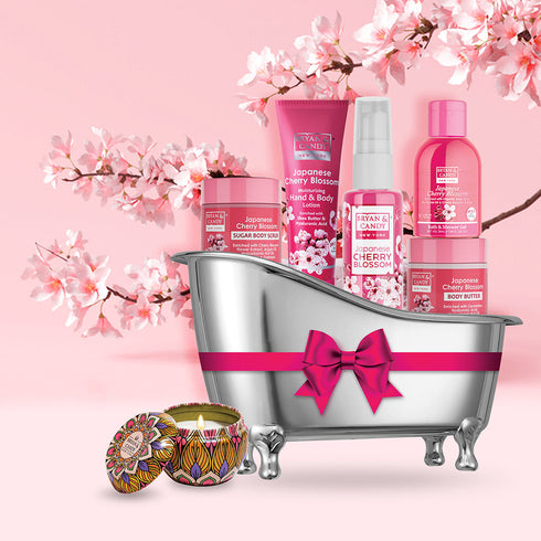 Bryan & Candy Japanese Cherry Blossom Bath Tub Essentials