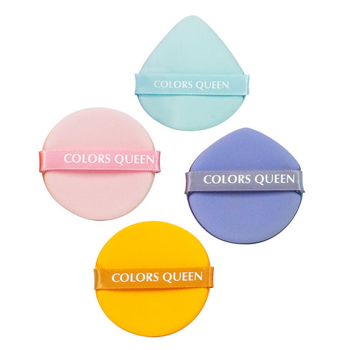 Colors Queen Pack of 4 Makeup Puffs with Powder, Foundation, Concealer & Multipurpose Puff