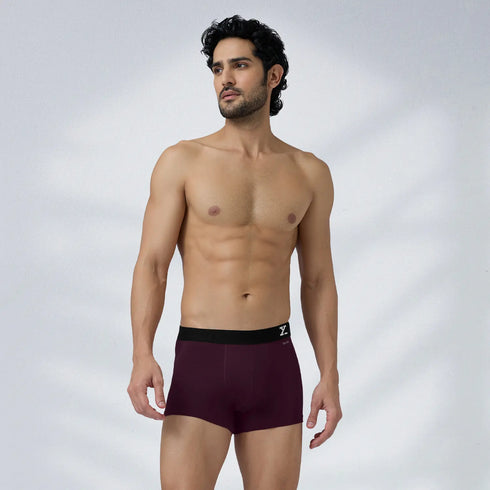 XYXX Aero Silver Cotton Trunks Plum Red