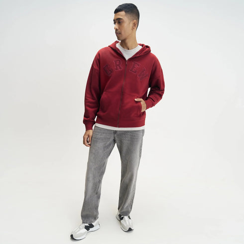 XYXX Crew Oversized Zipper Hoodie - Varsity Red