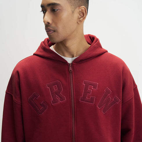 XYXX Crew Oversized Zipper Hoodie - Varsity Red