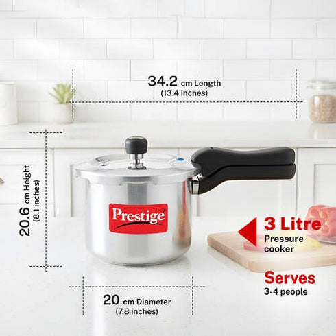 Prestige Svachh Aluminium Anti Bulge Gas And Induction Compatible Pressure Cooker 3 L Silver