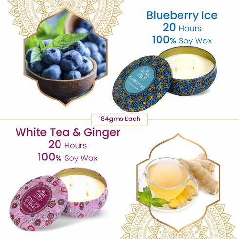 Bryan & Candy White Tea & Ginger Blueberry Ice Candle 184 GM Pack of 2