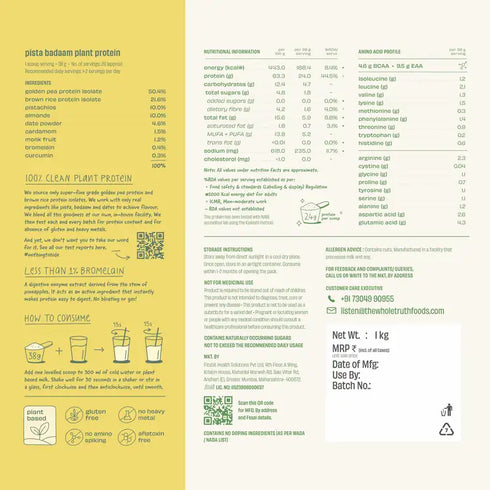 Whole The Truth Pista Badaam 24g Plant Protein