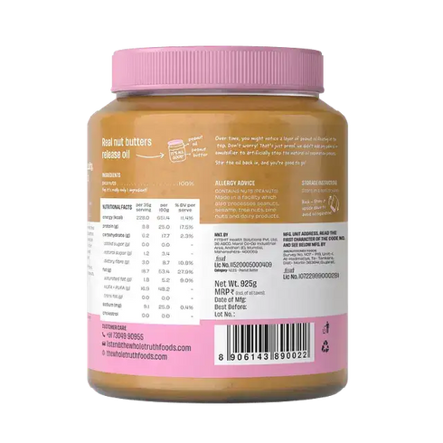 Whole The Truth CREAMY- Unsweetened Peanut Butter