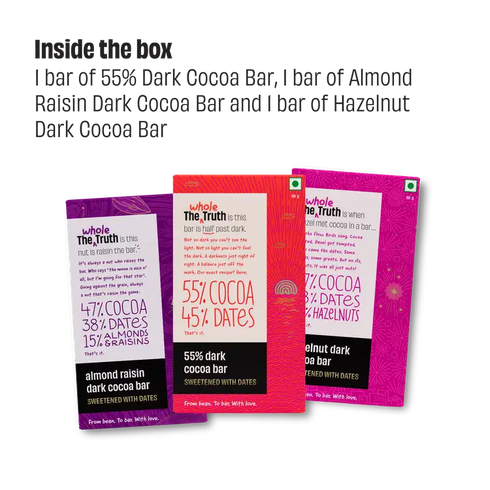 Whole The Truth Assorted 47% Dark Cocoa Bar Sweetened with Dates