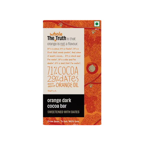 Whole The Truth Orange Dark Cocoa Bar Sweetened with Dates