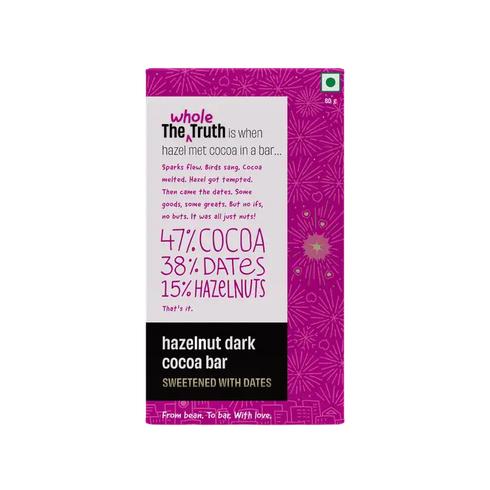 Whole The Truth Hazelnut Dark Cocoa Bar Sweetened with Dates
