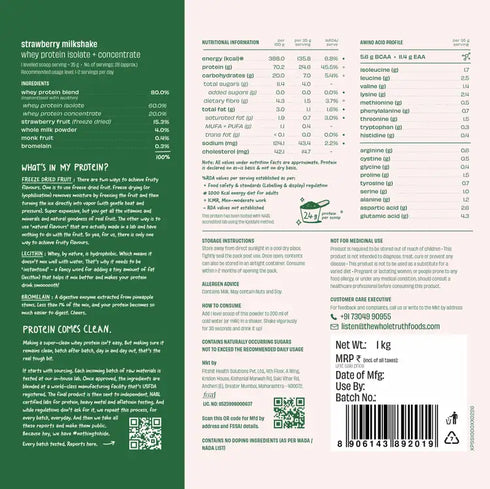 Whole The Truth Strawberry Shake 24 g Protein Powder