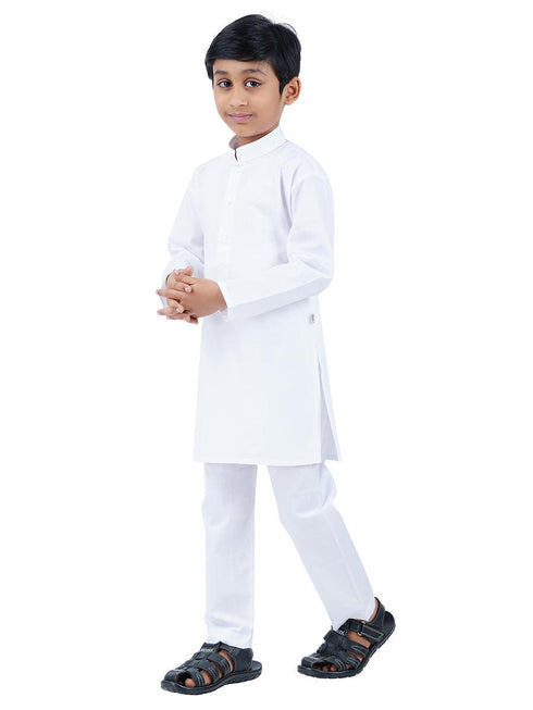 Ramraj Cotton Boys White Kurta and Pyjama Set