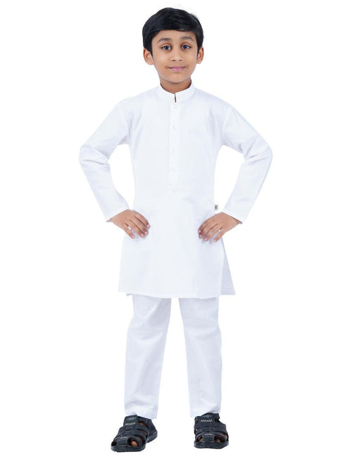 Ramraj Cotton Boys White Kurta and Pyjama Set